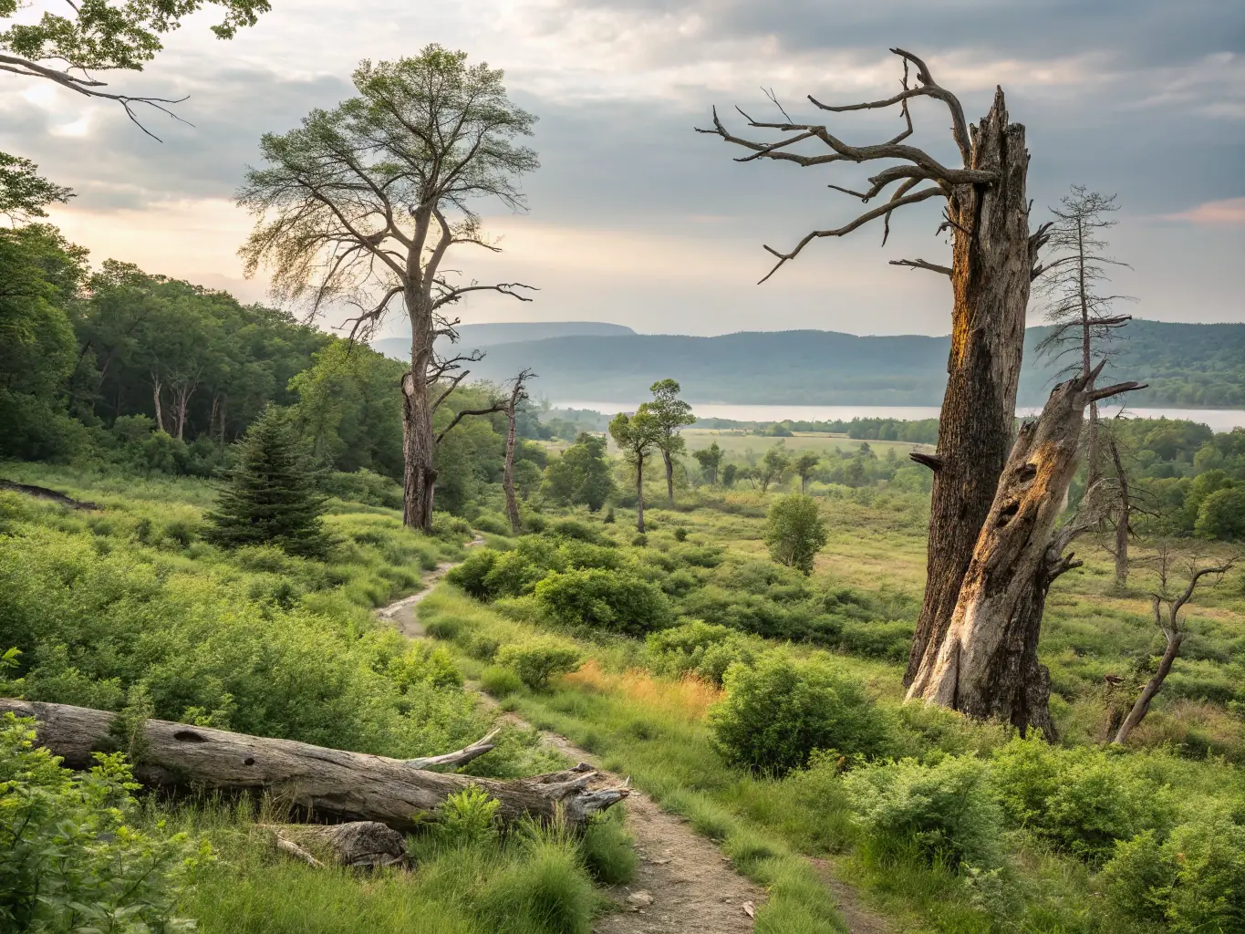 A scenic view of historic landscape features within the Arboretum du Chêne Vert, highlighting the cultural significance of the site as a natural heritage area.