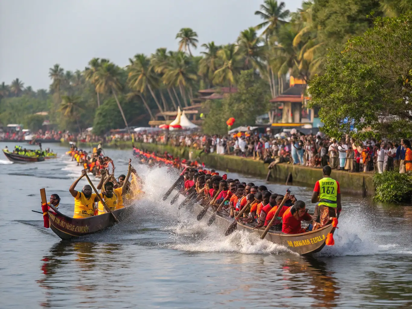 A vibrant image of a group of club members participating in a friendly rowing competition, highlighting the fun and competitive spirit of our activities.